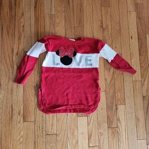 Disney Minnie Mouse Red and White Kids Top with Love Print